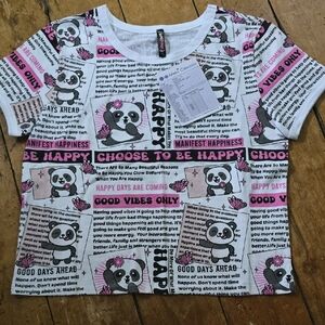Pink and White Dalmatian Print Short Sleeve Tee